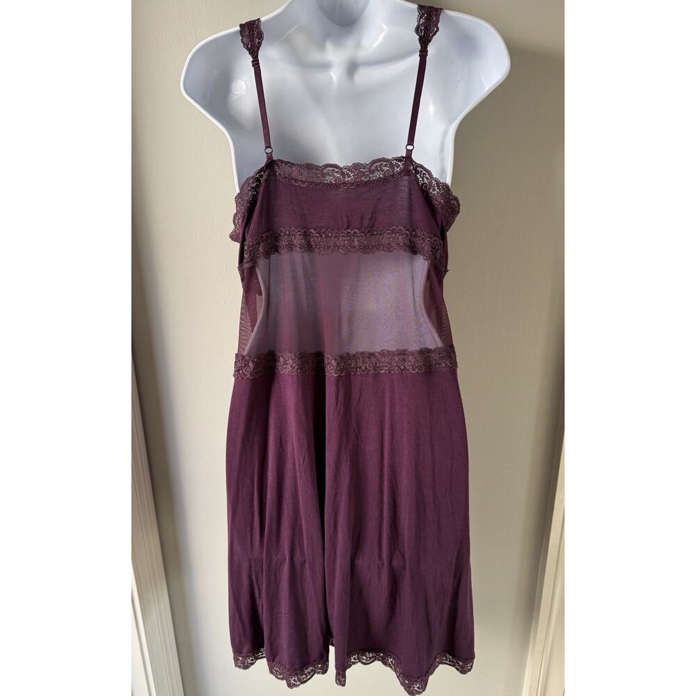 Adore Me Women’s Babydoll Slip Dress XL Purple Mesh Lace Y2K Floral Retro Slinky - Picture 2 of 15